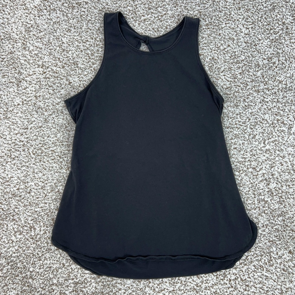 Lululemon Tank Top Womens Medium Black High Neck Open Back Yoga Gym Workout
